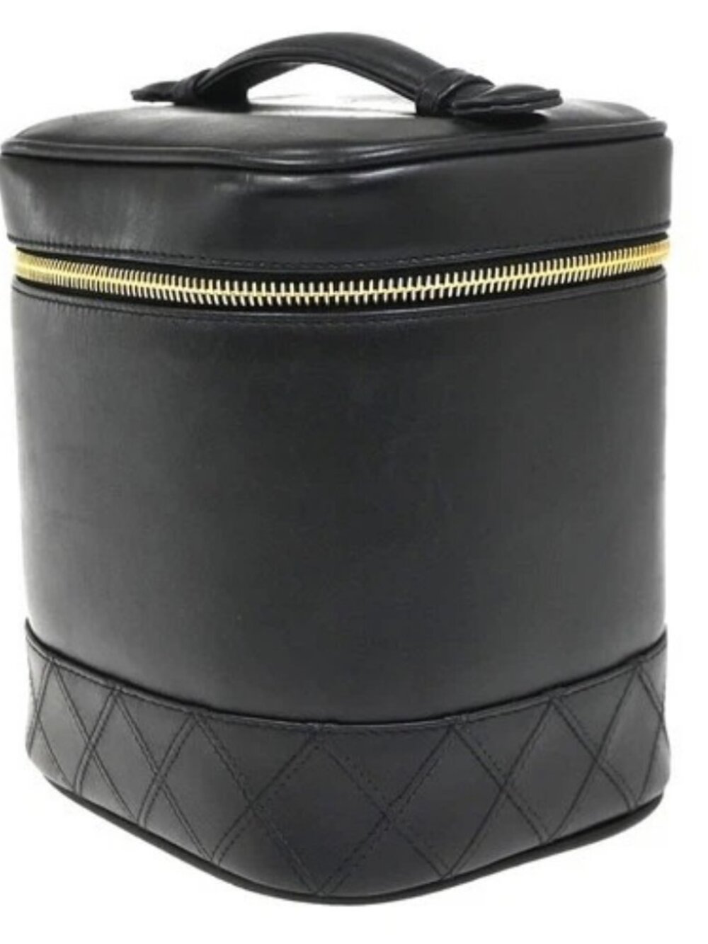 CHANEL CC Logo Bicolore Vanity Hand Bag Leather Black GHW Italy Vintage 95RL973 - Picture 2 of 15